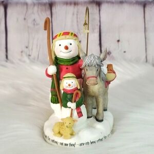 Vintage Y2K Snowman Wise Men Nativity Scene Collectible Resin Christmas Decor